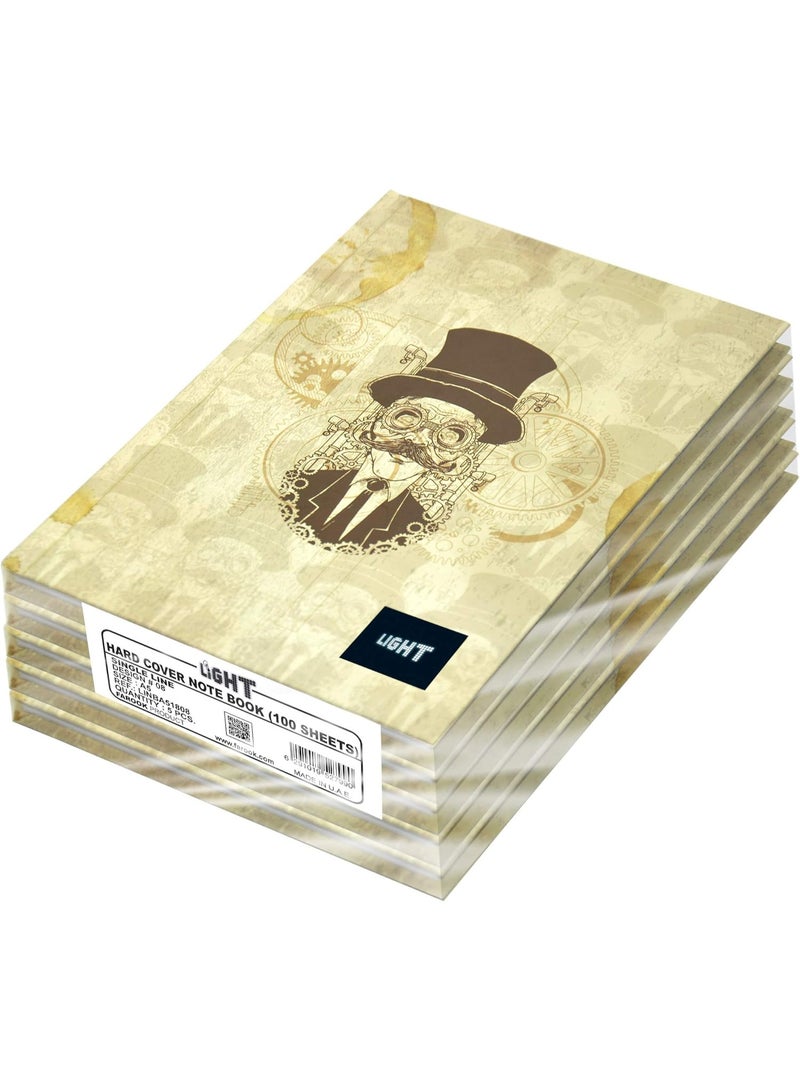 FIS Light Hard Cover Notebook (Pack of 5 Pieces x 100 Sheets) Single Line, A5 - LINBA51808 - Image 1